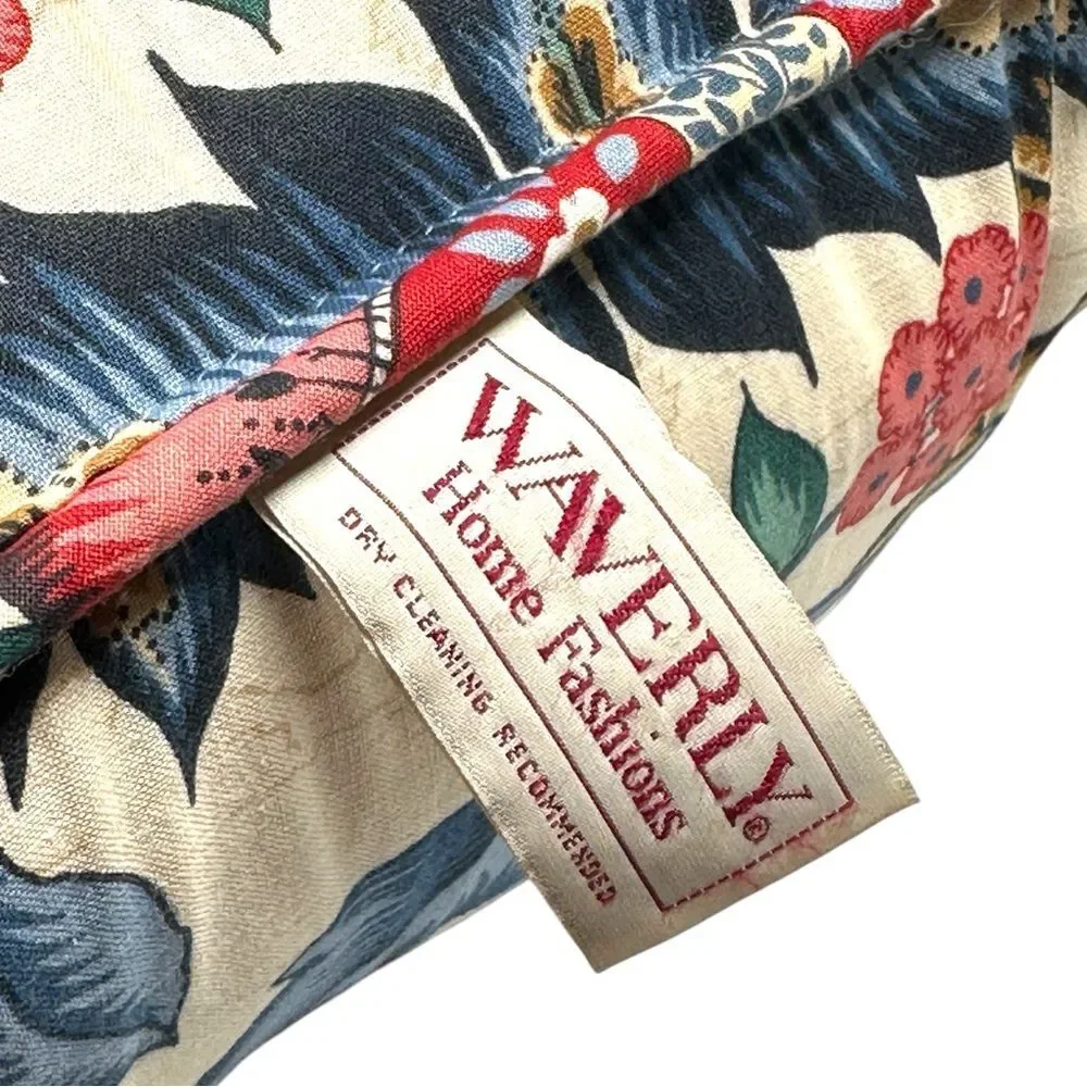 2 Vintage Waverly Floral Multicolor 16” Farmhouse Decor Accent Throw Pillows Set